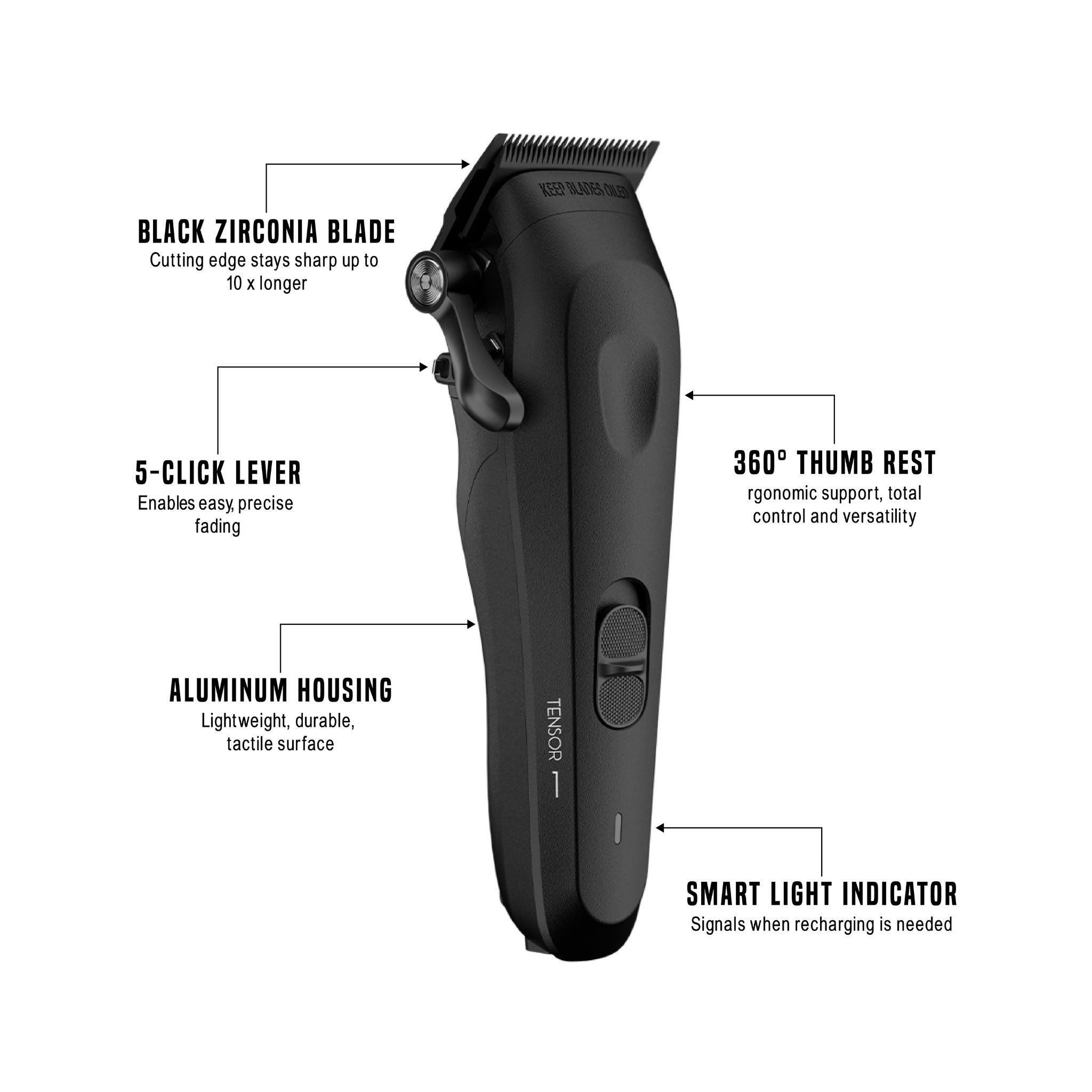 Tensor 1 Black – AI-Powered Professional Barber & Hair Clipper