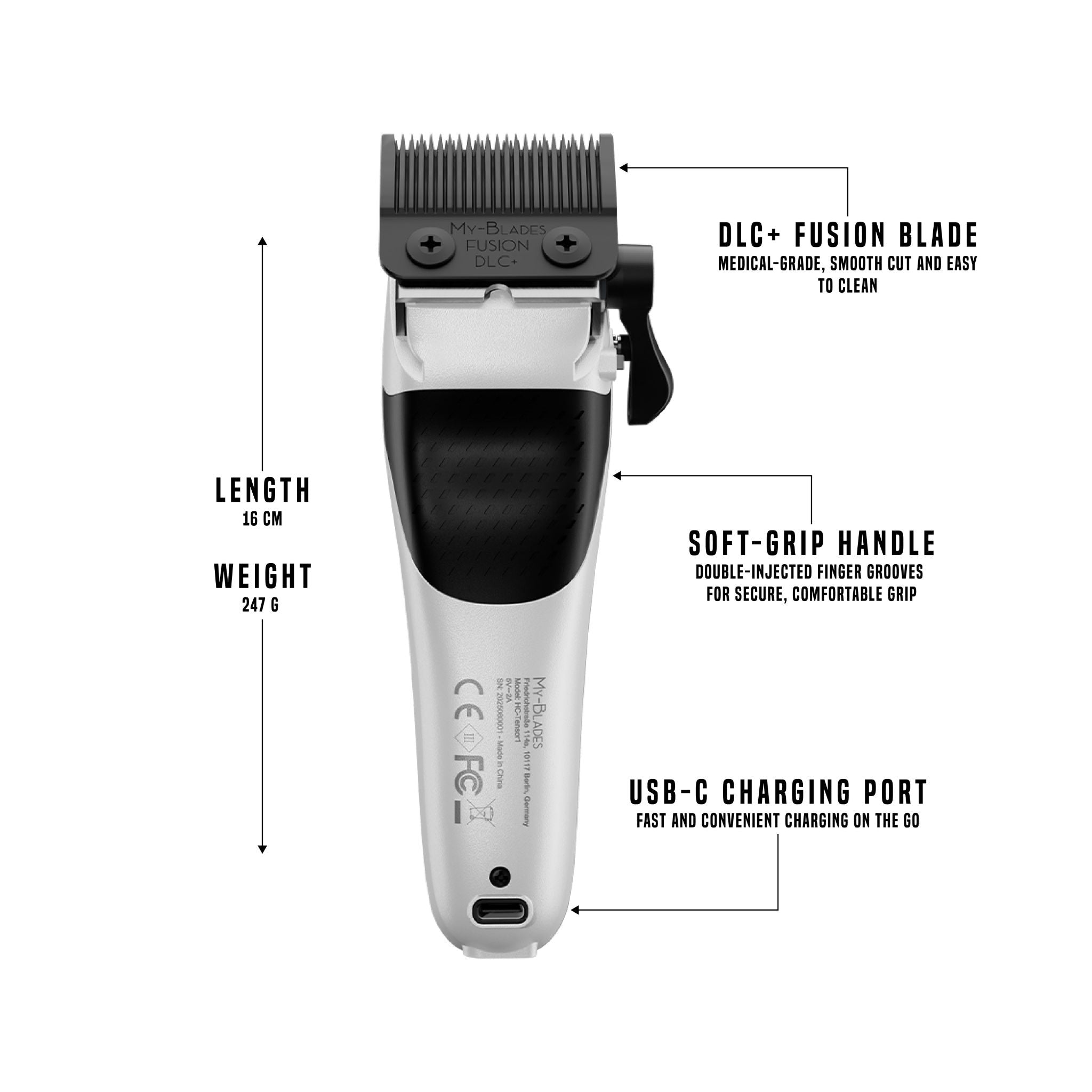 Tensor 1 White – AI-Powered Professional Barber & Hair Clipper